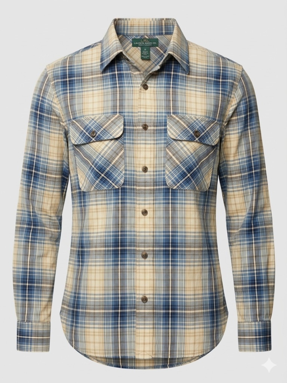 Lauren Ralph Lauren Blue and Cream Plaid Button-Down Shirt